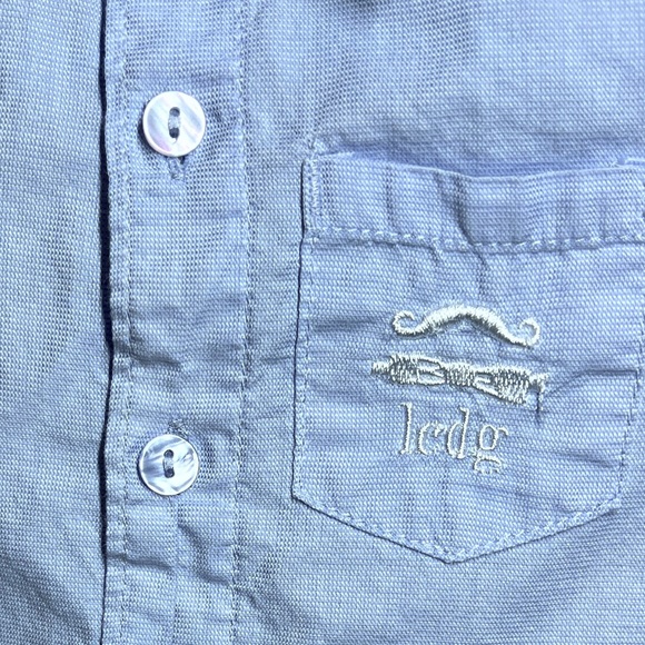 La Compagnie Des Petits Baby Boy Blue Button Up Shirt Double Collar Size 6 Mos - Picture 8 of 11